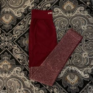 Gymshark color block leggings (MAROON)